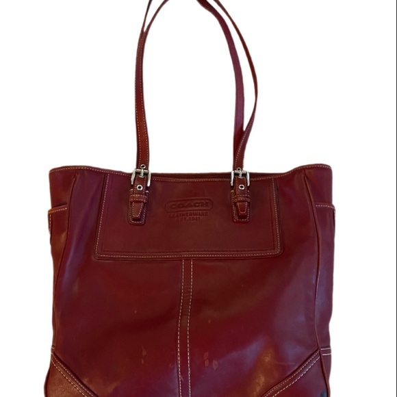 Coach Burgundy Leather Tote Bag - Picture 4 of 6